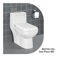 WC monobloc de qualité supérieure au design moderne 103 en céramique blanche, fixation murale ou au sol avec siphon P, double chasse d'eau
