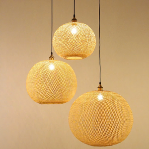 Natural Rattan Round Light <b>Shade</b> - Decorative <b>Hanging</b> Lampshade for Living Room, Bedroom, or Cafe Decor Eco-Friendly - Product Image 3