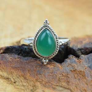 Green Onyx 925 Sterling Silver Pear Shape Ring Handmade Gemstone Jewelry Elegant Ring <b>Women</b> Gifts - Product Image 5