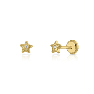 Orecchini in oro per bambini con pietre a stella e CZ gioielli per bambini eleganti e durevoli - Product Image 1