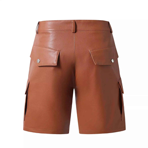 2025 High Quality Genuine Leather <b>Men's</b> Shorts Lambskin Leather Customized Colors Durable Button Fly <b>Pouch</b> Gym Running - Product Image 2