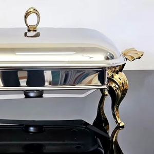 Plat de service en laiton et acier avec couvercle pour la maison Restaurants et ustensiles de cuisine décor de plat de service de nourriture plat de service couleur argent - Product Image 2