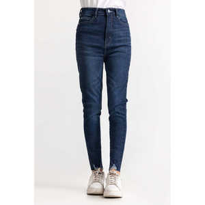 Jean en denim bleu foncé taille haute basique WM-JNS-SS24-003 – Élément de mode simple - Product Image 1