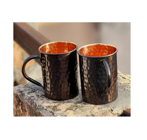 100% tasse en cuivre personnalisé en cuivre massif fête tasses ensemble bière jus shakes tasses verres en cuivre avec poignée en laiton - Product Image 5
