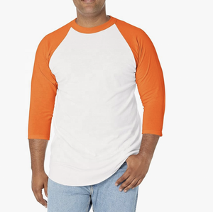 Camiseta de manga raglán 3/4 ajustada para hombre al por mayor logotipo personalizado informal algodón deportes béisbol diseño largo serigrafiado sólido - Product Image 5