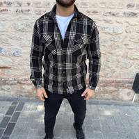 Chemise-veste à carreaux pour homme de haute qualité, à manches longues, boutonnée, avec poches, légère, pour un usage quotidien décontracté
