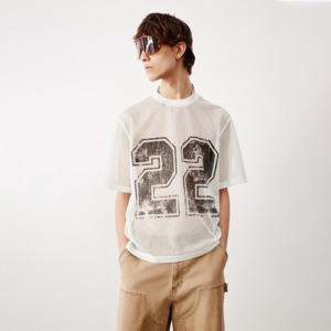 Top qualité en gros personnalisé surdimensionné Football rue mode T-shirt hommes maille Boxy manches courtes o-cou Jersey - Product Image 3