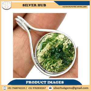 Colgante de ágata musgo hecho a mano, Plata de Ley 925, único, al mejor precio - Product Image 2