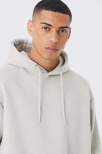 Sweat à capuche basique surdimensionné pour homme, 100 % coton, respirant, coupe ample, longueur classique, pour la saison d'automne, fabriqué au Pakistan - Product Image 3