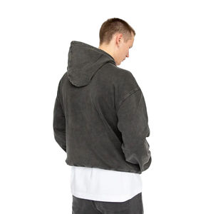 Sweat-shirts à capuche unisexes surdimensionnés en coton français 100% pour hommes, poids lourd, vierges, lavés, logo personnalisé, streetwear - Product Image 3