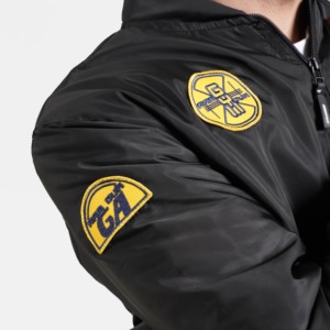 Veste en satin tissé Live Free noire de haute qualité, streetwear, avec capuche, fermeture éclair, patchwork, coton imperméable pour l'automne, taille XL - Product Image 6
