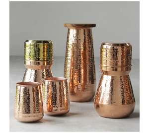 Grand verre de gobelet martelé en cuivre fabriqué à la main pour verre de cuisine pour boire et servir de la limonade à la mode plusieurs boissons - Product Image 2