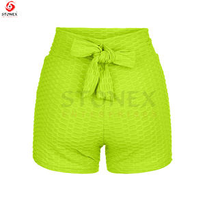 กางเกงขาสั้นโยคะผ้าฝ้ายสำหรับผู้หญิงกางเกงขาสั้นน่ารักมีจีบเอวสูงยืดหยุ่น - Product Image 3