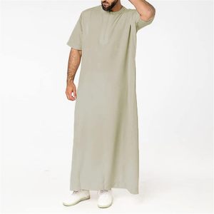 Robe musulmane manches courtes grande taille longue style koweïtien arabe saoudien homme Jubbah fabricant de thobe pour hommes 2024 vêtements islamiques - Product Image 1