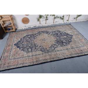 Alfombra turca Vintage clásica 7,2X10,8 pies hecha a mano negro Beige Patchwork diseño lana poliéster Material látex respaldo para la vida - Product Image 3