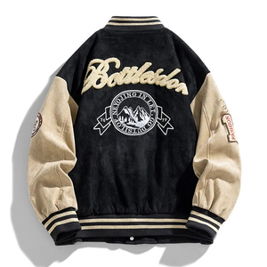 Chaqueta de béisbol de moda de calle para hombre, chaqueta de bombardero de lona bordada, prendas de vestir de estilo Hip Hop - Product Image 4