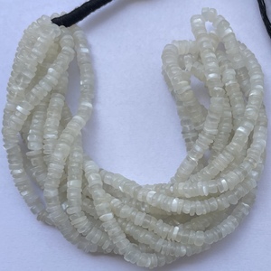 4mm 5mm 6mm piedra lunar blanca Natural suave Heishi cuentas hebras para joyería hacer collar pulsera en línea India Alibaba - Product Image 4