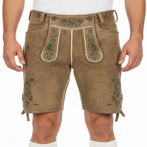 Nouveaux shorts en daim de chèvre à l'aspect antique bavarois pour hommes, mi-longueur, respirants, à motif écossais, style Wildbock, toutes tailles, Oktoberfest - Product Image 1