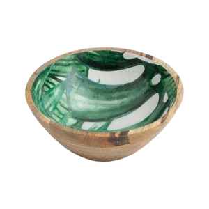 Tazón de Madera para Servir con Interior Esmaltado Floral – Juego de Tazones Decorativos de Madera para Ensaladas para Cocina y Comedor - Product Image 1