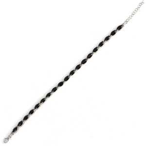 Bracelet tennis en argent sterling 925 avec pierre d'onyx amande et motif aquatique, accessoire de mode - Product Image 3