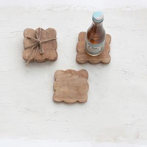 Juego de Posavasos Rústicos de Madera Premium para Amantes del Café que Valoran el Estilo y la Protección - Product Image 1