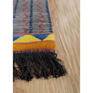 Tapis Manchaha grande surface noué à la main en laine et soie de bambou, motif géométrique Les-1460 pour salon, couloir, 10 mm, gris et noir - Product Image 4