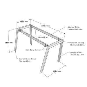 Pieds de table en fer de conception industrielle Aton Concept 120x70cm pour usage café et hôpital, en fonte - Assemblage requis HCAT004 - Product Image 2