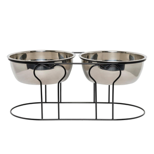 Comedero Elevado para Perros, Comedero Doble de Acero Inoxidable con Soporte de Hierro, Comederos Elevados para Agua y Comida para Perros Pequeños y Medianos - Product Image 1