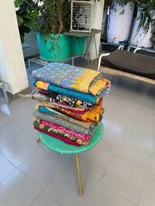 Lujo indio bohemio Kantha edredones hecho a mano bordado Reversible manta colcha tela de algodón para hoteles - Product Image 6