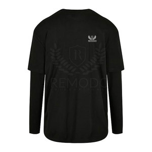 Camiseta de doble capa de algodón 100% de alta calidad, camiseta de manga corta de doble capa para hombre, diseño personalizado - Product Image 2