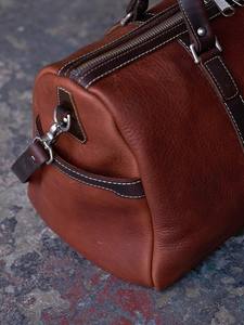<b>Men</b> Genuine <b>Leather</b> Duffle <b>Bag</b> Luxury Sport Polyester Lining Vintage Saddle Brown <b>Weekender</b> Travel Gym Overnight Luggage Gift - Product Image 2