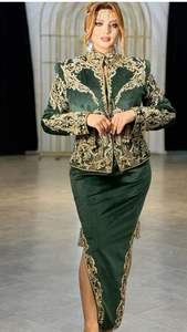 Beautiful Bottle Green <b>Jacket</b>-Karakou Dress on <b>Velvet</b> with Crystal Glass Beads Stone Dabka Work Lehenga Choli for Weddings 2025 - Product Image 2