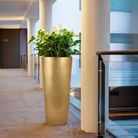 Pot Tanaman Lantai Aluminium Mewah Berkualitas Premium, Ukiran Tangan Modern, Ringan, Tahan Lama, Ramah Lingkungan, untuk Luar/Dalam Ruangan, Cocok untuk Hotel