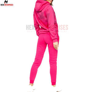 Conjunto de chándal de algodón 100% Premium para mujer, sudaderas con capucha y joggers de calidad con diseño liso para invierno - Product Image 3