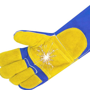 Guantes de seguridad de piel de vaca de palma completa con logotipo personalizado, guantes de barbacoa resistentes a la abrasión ignífugos - Product Image 3