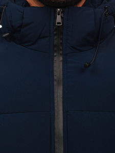 Veste matelassée à capuche tendance de haute qualité pour hommes, logo personnalisé, col montant pour l'hiver, fermeture à glissière, grande taille, respirante, surdimensionnée - Product Image 4
