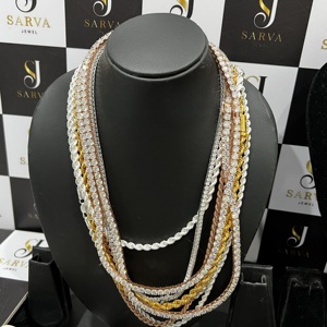 Collar de Compromiso y Boda para Mujer, Oro de 14K, Circonita Sólida Cultivada en Laboratorio, Certificado IGI, Joyería Fina, Cadena de Serpiente, Regalo - Product Image 4