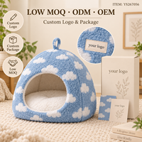 Lit pour chat Yangyangpet moderne en jacquard sherpa, doux et moelleux, en forme de dôme, pour chats d'intérieur, chaleur et soulagement de l'anxiété, amovible et lavable