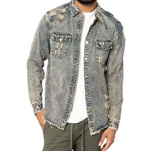 Veste en jean sur mesure OEM pour hommes en qualité supérieure Veste en jean denim chaude et élégante respirante avec logo et taille personnalisés - Product Image 1