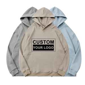 เสื้อฮู้ดและเสื้อสเวตเชิ้ตของผู้ชายแบบสั่งทำพร้อมโลโก้ปักฟรีผ้าฟลีซสำหรับฤดูหนาวพิมพ์ลาย3D เรียบย้อมสี - Product Image 5