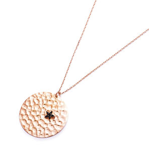 Martelé rond Design noir Zircon pierre pendentif à breloque turc fabriqué à la main en gros bijoux en argent Sterling 925 - Product Image 1