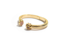 Bracelet ajustable en or plaqué avec pierres ovales facettées en calcédoine rose et améthyste, cadeau classique pour elle, anniversaire