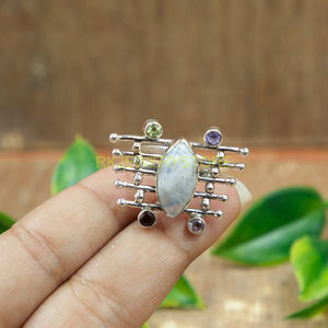 Bague en argent multi-pierres, bague multi-pierres, argent sterling 925, bague au design unique - Product Image 4