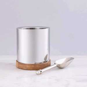 ถังแชมเปญสีเงินสีทองแดงทุบผนังสองชั้นทำจากสเตนเลสสตีลพร้อมอุปกรณ์เสริมฐานไม้ถังน้ำแข็ง - Product Image 1