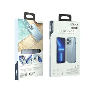 Telefone personalizado película protetora embalagem celular caso papel embalagem caixa com PVC clara janela