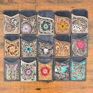 Extreme Quality Tooled <b>Leather</b> Credit Card <b>Holders</b> Sunflower Card Case Western Genuine <b>Leather</b> Pocket Wallet Gift for Him & Her - Product Image 1