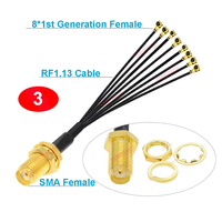 Câble d'extension d'antenne WiFi SMA femelle vers répartiteur 8x RF1 femelle 1ère génération (RF1.13/RF1.37/RG178)