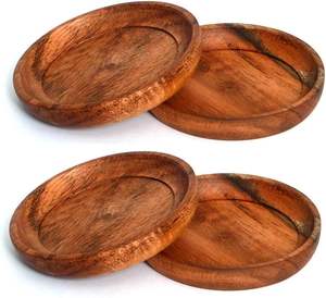 4 Piece Set, Natural Acacia Wood <b>Coasters</b>, Set of 4 Natural Acacia Wood <b>Coasters</b> <b>for</b> <b>drinks</b> Restaurant supplies wooden <b>coasters</b> - Product Image 5