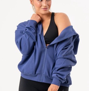 Sweat à capuche léger en coton Spandex pour femmes séchage rapide respirant impression solide sports d'été hiver Yoga course en plein air coupe ample - Product Image 5