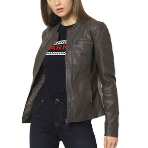 Abrigos de cuero casuales más vendidos para mujer Ajuste regular Venta caliente Señoras Mejor calidad Abrigos de cuero de moda para motocicleta - Product Image 1